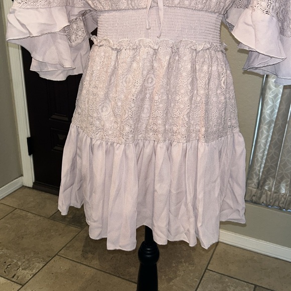 Lavender Dusty Rose Boho Lacey Mini Dress/Top - Picture 6 of 10